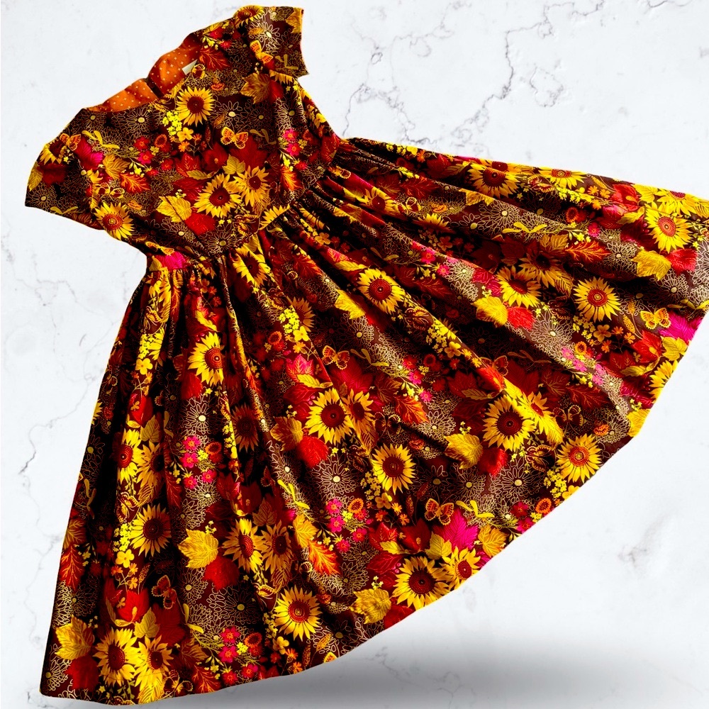 Miss Smarty Pants New Fall Hand Crafted Sunflower Dress Size 7